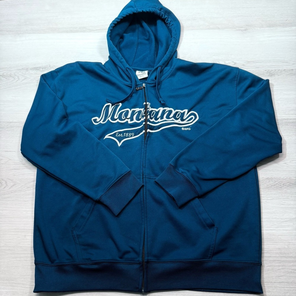 RPG Souvenirs Montana Blue Full Zip Hoodie XL Embroidered Hooded Fleece